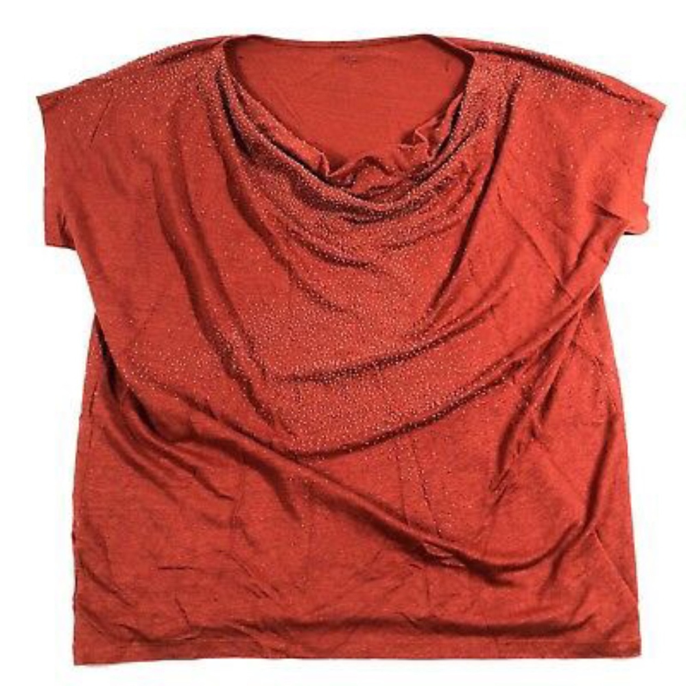 Eileen Fisher - Beaded-Draped Neckline top in Rust